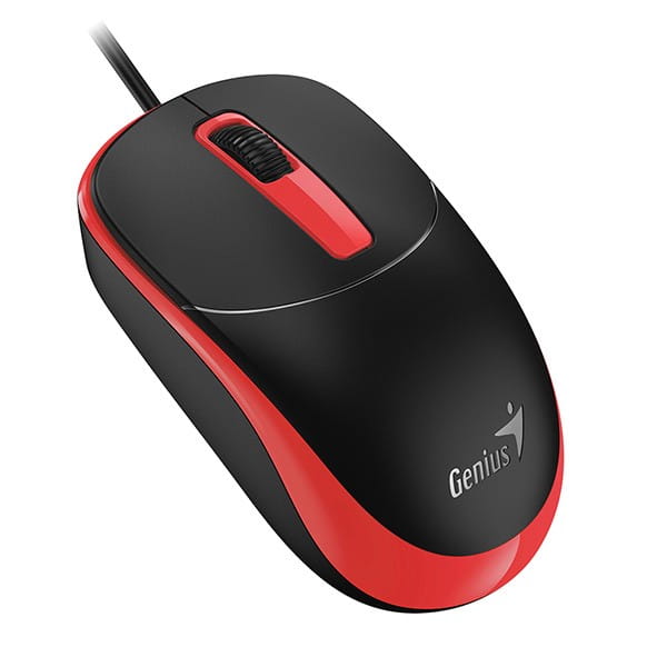 Mysz przewodowa, Genius DX-123, czarno-czerwona, optyczna, 1200DPI