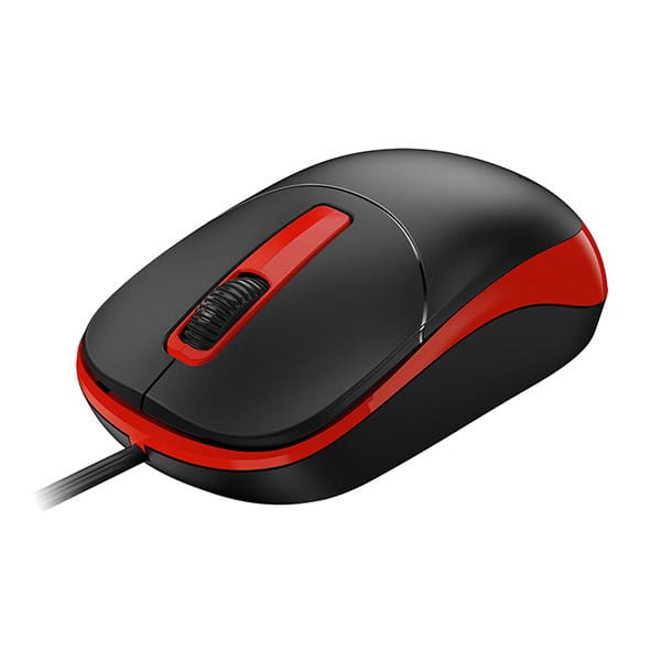 Mysz przewodowa, Genius DX-123, czarno-czerwona, optyczna, 1200DPI