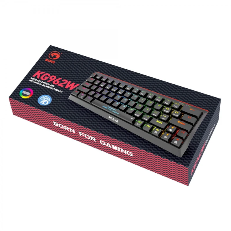 Marvo HECATE 61WR, klawiatura US, do gry, Tri-mode, czarna, mechaniczna