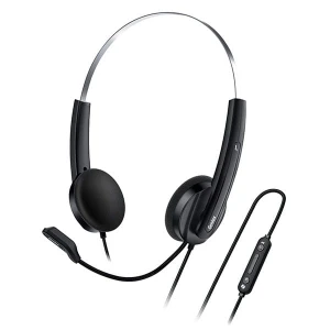 Genius HS-220U AI, słuchawki z mikrofonem, przewodowaczarna, 2.0, zamykane, USB - C