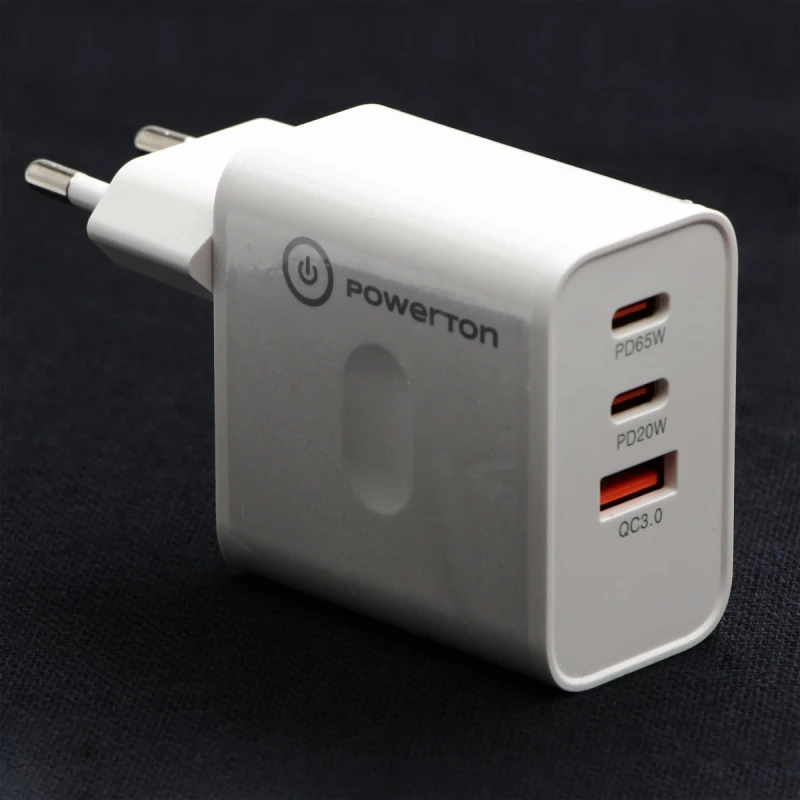 Powerton Zasilacz / sieciowy adapter 65W, 3 porty, USB-C, USB-A, 65W GaN Charger