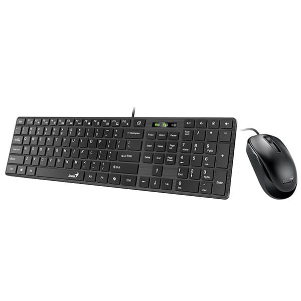 Genius SlimStar C126 COPILOT, zestaw klawiatura z optyczną myszką, CZ/SK, przewodowa (USB), czarna, niski profil