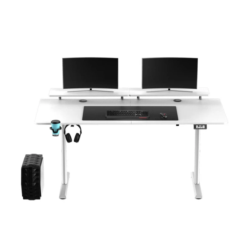 Biurko, elektycznie regulowany, 160X70 cm, 72-117 cm, HIGHLANDER XXL WHITE, biały, ULTRADESK