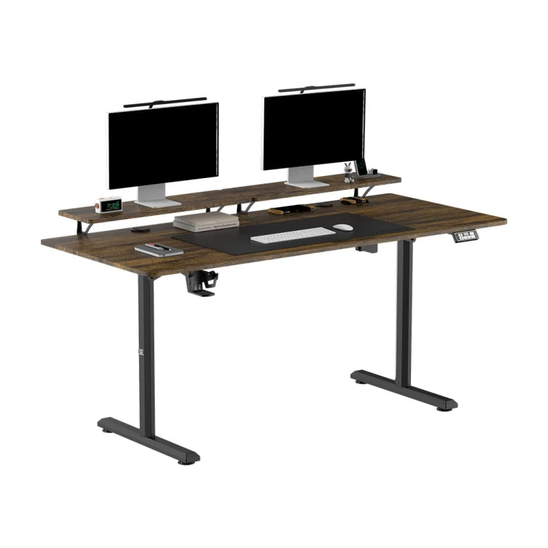 Biurko, elektycznie regulowany, 160X70 cm, 72-117 cm, HIGHLANDER XXL BROWN, brązowy, ULTRADESK
