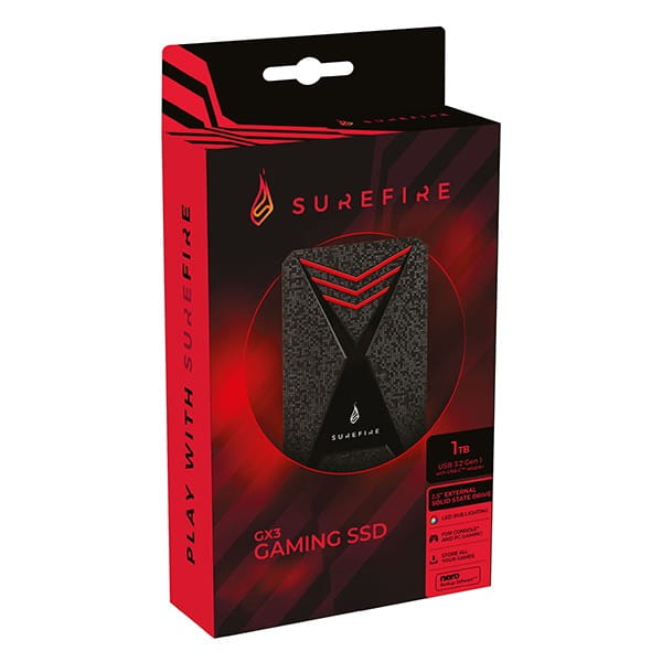 SSD Zewnętrzny Surefire GX3 Gaming, 53684, 1000GB, czarny, 2.5", USB micro B
