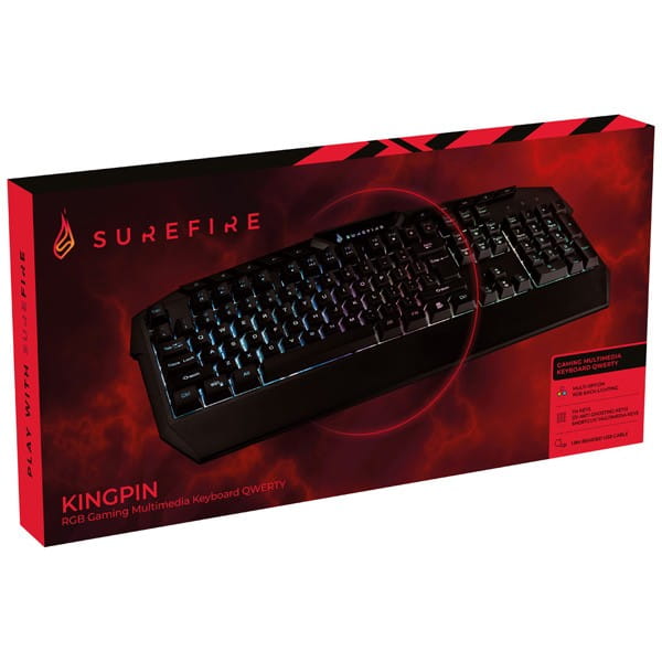 Surefire KingPin, Klawiatura UK, do gry, przewodowa (USB), czarna, membranowa, podświetlana