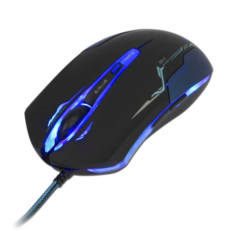 E-Blue Mysz Auroza, 3500DPI, optyczna, 6kl., 1 scroll, przewodowa USB, czarna, do gry