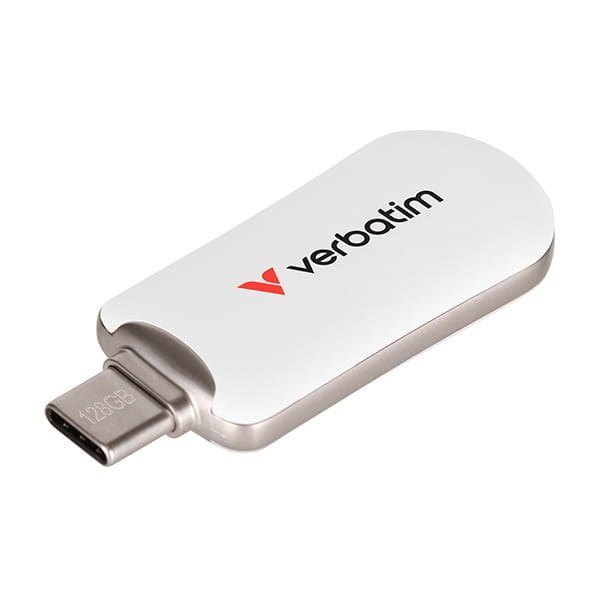 Verbatim USB flash disk, USB C, 128GB, Plectra, biały, 30229, USB C