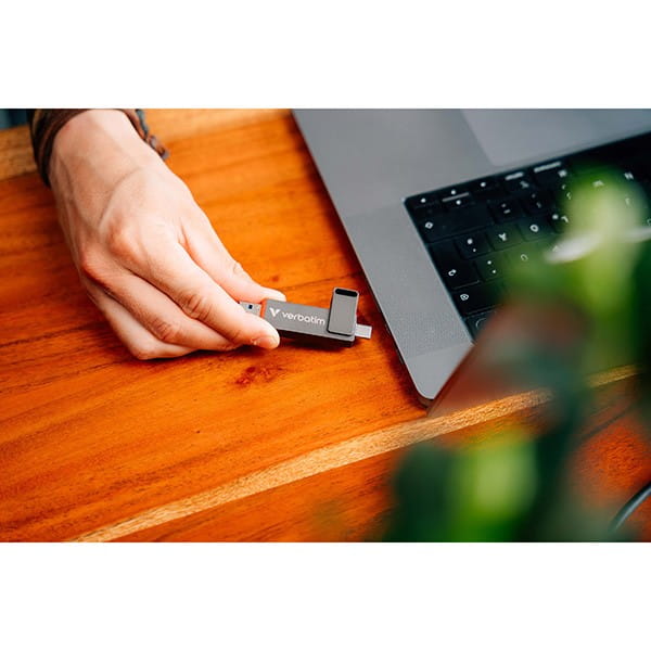 Verbatim USB flash disk, USB C a USB 3.2 Gen 1, 512GB, Dual QuickStick, szary, 32042, USB C, z oczkiem na brelok