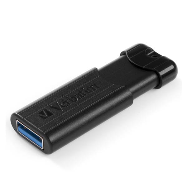 Verbatim USB flash disk, USB 3.0, 64GB, PinStripe, Store N Go, czarny, 49318, USB A, z wysuwanym złączem