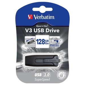 Verbatim USB flash disk, USB 3.0, 128GB, V3, Store N Go, czarny, 49189, USB A, z wysuwanym złączem