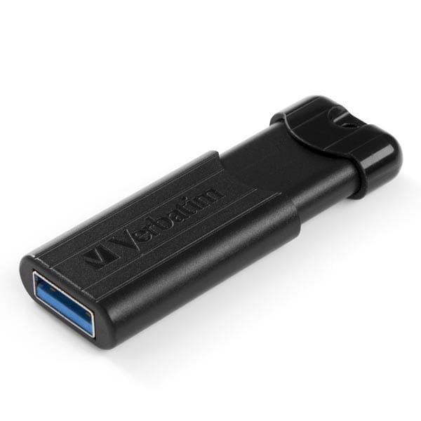 Verbatim USB flash disk, USB 3.0, 128GB, PinStripe, Store N Go, czarny, 49319, USB A, z wysuwanym złączem