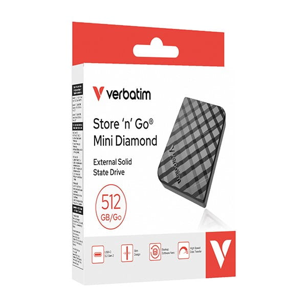SSD Zewnętrzny Verbatim Store ,n ,Go Mini Diamond, 32024, 512GB, czarna, USB C