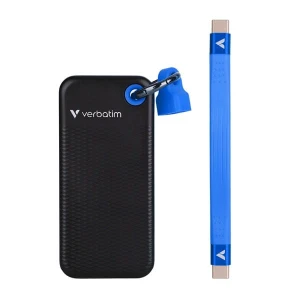 SSD Zewnętrzny Verbatim Pocket SSD Black/Blue, 32191, 1000GB, niebieski, M.2, zawiera kabel USB C, 1000 MB/s-R, USB-C, 1000 MB/s-W