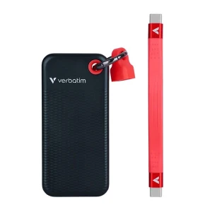 SSD Zewnętrzny Verbatim Pocket SSD Black/Red, 32192, 1000GB, czerwony, M.2, zawiera kabel USB C, 1000 MB/s-R, USB-C, 1000 MB/s-W