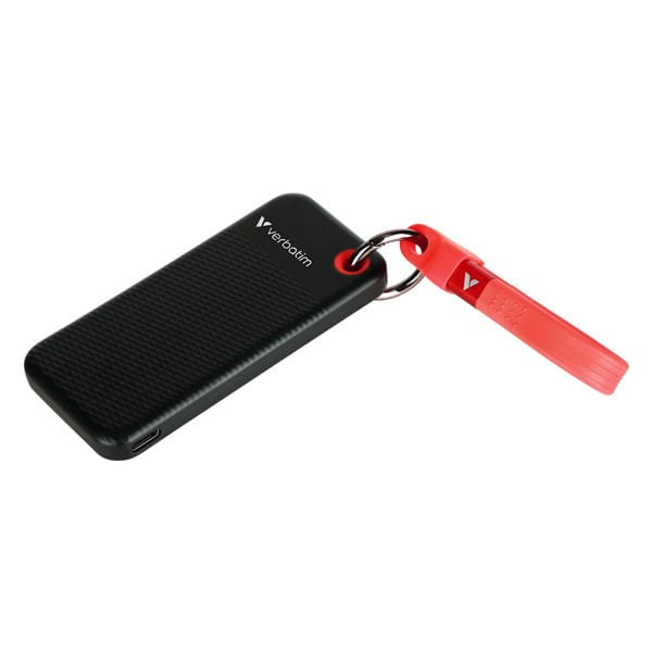 SSD Zewnętrzny Verbatim Pocket SSD Black/Red, 32192, 1000GB, czerwony, M.2, zawiera kabel USB C, 1000 MB/s-R, USB-C, 1000 MB/s-W