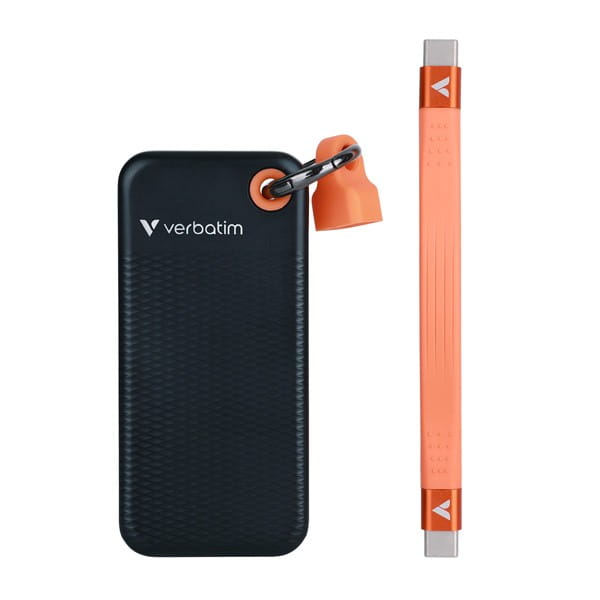 SSD Zewnętrzny Verbatim Pocket SSD, 32190, 1000GB, Nero Backup, czarno-pomarańczowy, w zestawie kabel  USB C i etui, 1000 MB/s-R,