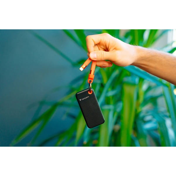 SSD Zewnętrzny Verbatim Pocket SSD, 32190, 1000GB, Nero Backup, czarno-pomarańczowy, w zestawie kabel  USB C i etui, 1000 MB/s-R,