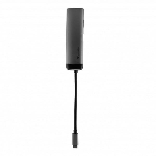 USB (3.1) hub 4-port, 49140, szara, długość przewodu 15cm, Verbatim, adapter USB C na 1x USB C, 1x USB A(3.0), 1x HDMI