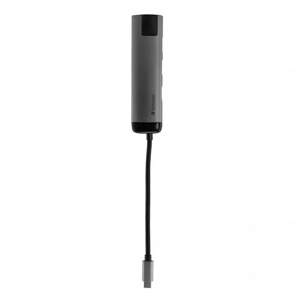 USB (3.1) hub 5-port, 49141, szara, długość przewodu 15cm, Verbatim, adapter USB C na USB C, 1x USB A, HDMI, ETHERNET