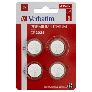 Bateria litowa, guzikowa, CR2025, 3V, Verbatim, blistr, 4-pack, 49532