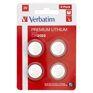 Bateria litowa, guzikowa, CR2032, 3V, Verbatim, blistr, 4-pack, 49533