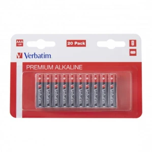 Bateria alkaliczna, AAA (LR03), AAA, 1.5V, Verbatim, blistr, 20-pack, 49876