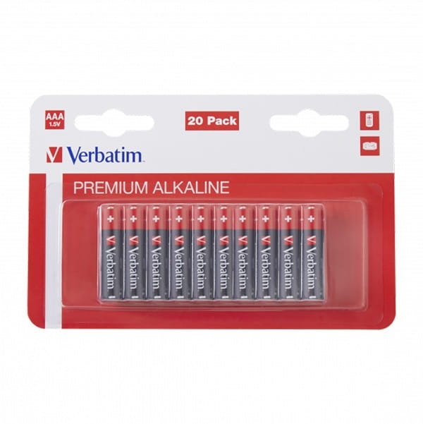 Bateria alkaliczna, AAA (LR03), AAA, 1.5V, Verbatim, blistr, 20-pack, 49876
