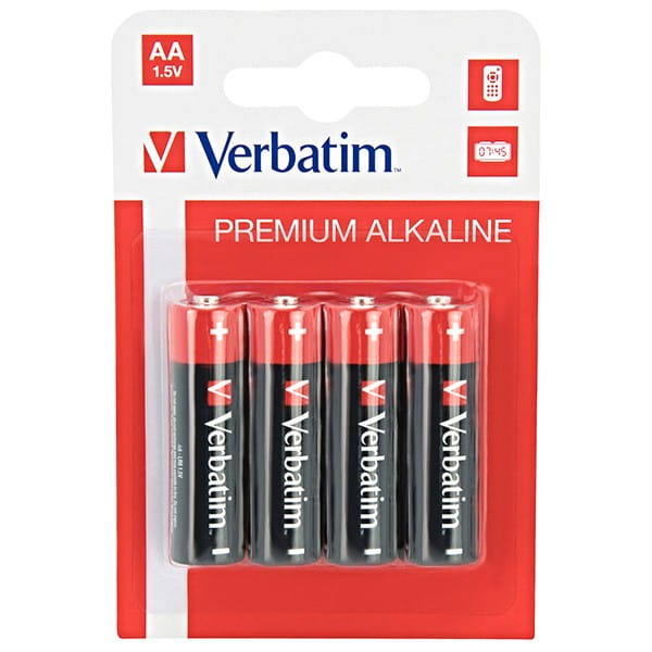 Bateria alkaliczna, AA (LR6), AA, 1.5V, Verbatim, blistr, 4-pack, 49921