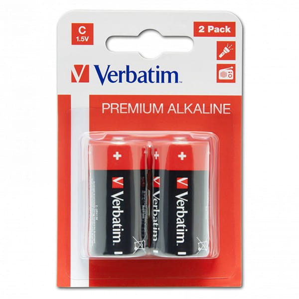 Bateria alkaliczna, LR14, ogniwo typ C, 1.5V, Verbatim, blistr, 2-pack, 49922, ogniwo format C