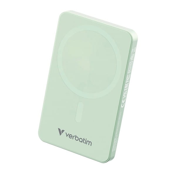 Verbatim, powerbank z ładowaniem bezprzewodowym, 5V, ładowanie telefonu, 32226, 5000mAh, Mocowanie magnetyczne, zielona