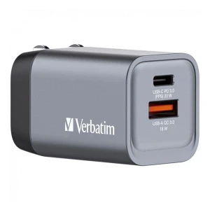 Verbatim, Ładowarka GaN USB 3.0, USB C, szara, 35 W, wymienne końcówki  C,G,A