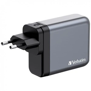 Verbatim, Ładowarka GaN USB 3.0, USB C, szara, 140 W, wymienne końcówki  C,G,A