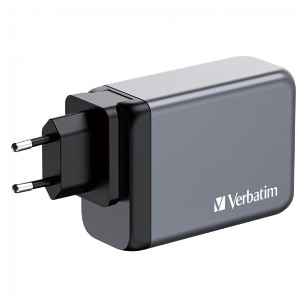 Verbatim, Ładowarka GaN USB 3.0, USB C, szara, 240 W, wymienne końcówki  C,G,A