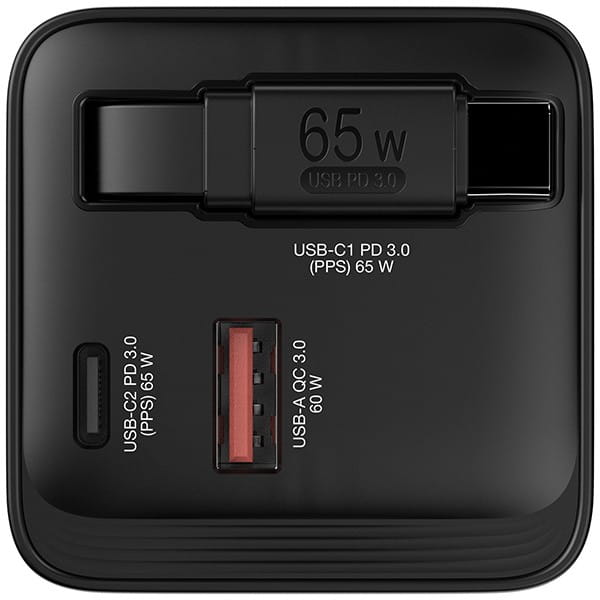 Verbatim, Ładowarka GaN USB 3.0, USB C, szara, 65 W, wymienne wtyczki C, G, A, ze zintegrowanym kablem
