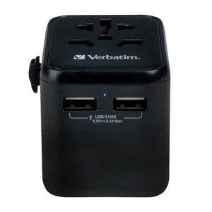 Verbatim, Adapter podróżny World-to-World Verbatim UTA-01 USB-A, czarny, 12 W