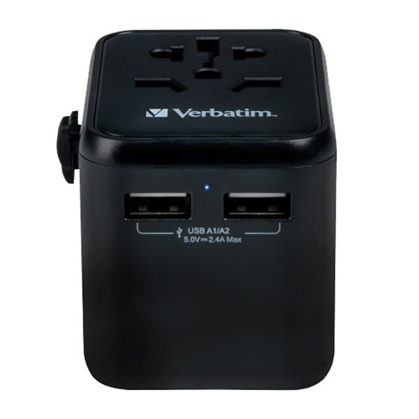 Verbatim, Adapter podróżny World-to-World Verbatim UTA-01 USB-A, czarny, 12 W