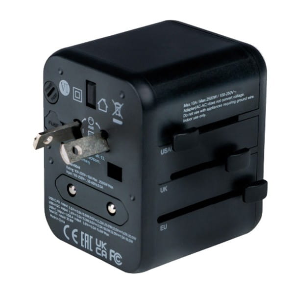 Verbatim, Adapter podróżny World-to-World Verbatim UTA-02 USB-A, USB-C, czarny, 20 W
