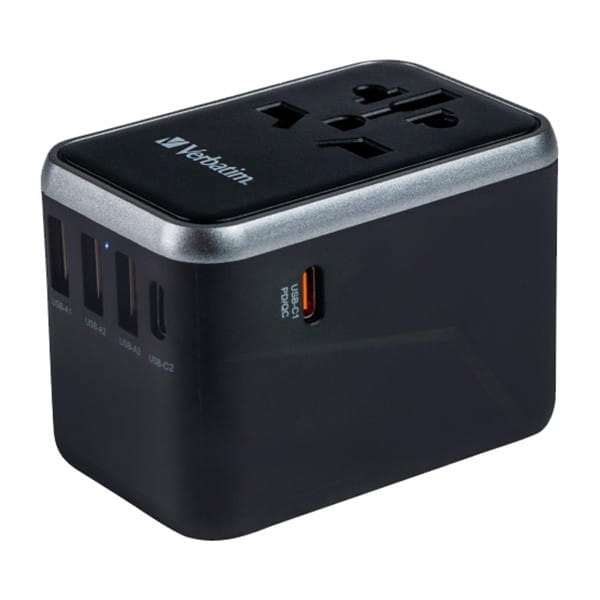 Verbatim, Adapter podróżny World-to-World Verbatim UTA-04 USB-A, USB-C, czarny, 61 W