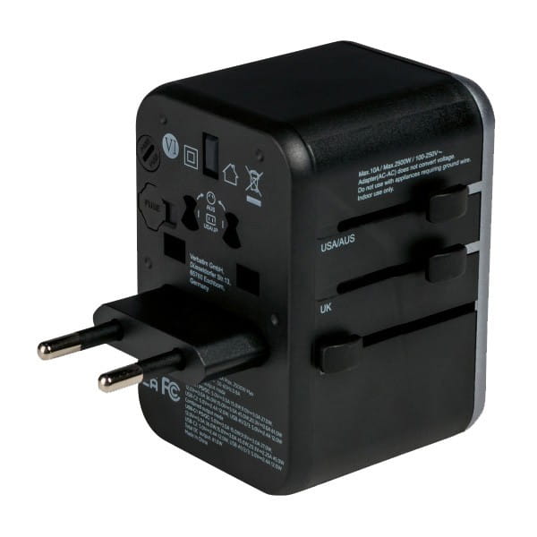 Verbatim, Adapter podróżny World-to-World Verbatim UTA-04 USB-A, USB-C, czarny, 61 W