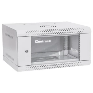 Szafa wisząca RACK 19" 4U, 400mm, Netrack ECO-Line, szara, drzwi przeszklone