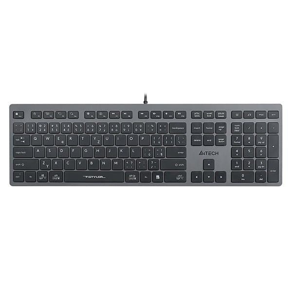 A4Tech FX50, Klawiatura CZ, klasyczna, niski profil rodzaj przewodowa (USB), szara