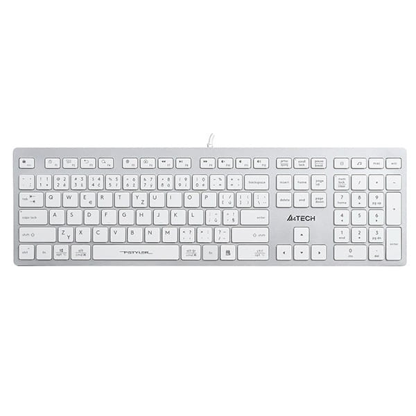 A4Tech FX50, Klawiatura CZ, klasyczna, niski profil rodzaj przewodowa (USB), biała