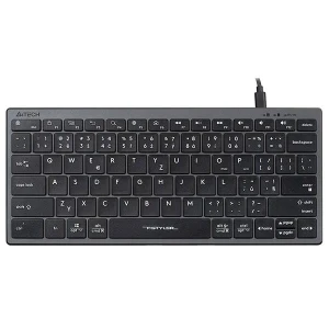 A4Tech FX51, Klawiatura CZ, bez bloku numerycznego, niski profil rodzaj przewodowa (USB), szara