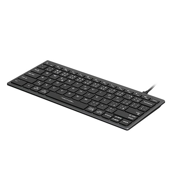 A4Tech FX51, Klawiatura CZ, bez bloku numerycznego, niski profil rodzaj przewodowa (USB), szara