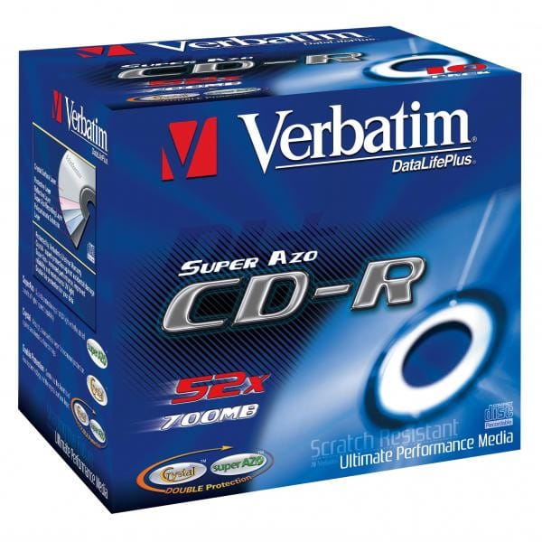 Verbatim CD-R, 43326, DataLife PLUS, 1-pack, 700MB, 52x, 80min., Crystal, jewel box, Cena za 1 szt
