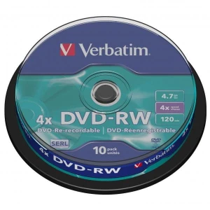 Verbatim DVD-RW, Matt Silver, 43552, 4.7GB, 4x, spindle, 10-pack, bez możliwości nadruku, 12cm, do archiwizacji danych