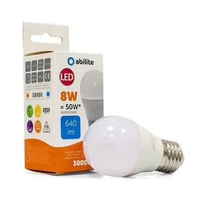 Żarówka LED Abilite kulka mleczna b.ciepła E27 8W/230V 640lm G45 - USZ OPAK
