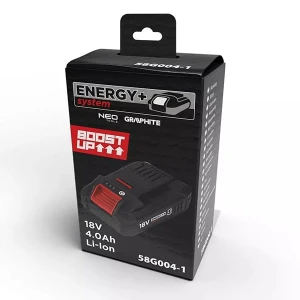 Akumulator, zasilanie akumulatorem, 58G004-1, 18V, Li-Ion, 4Ah, Energy+, Battery Boost, Graphite