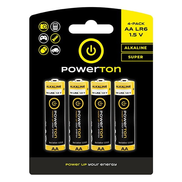 Bateria alkaliczna, AA (LR6), AA, 1.5V, Powerton, blistr, 4-pack